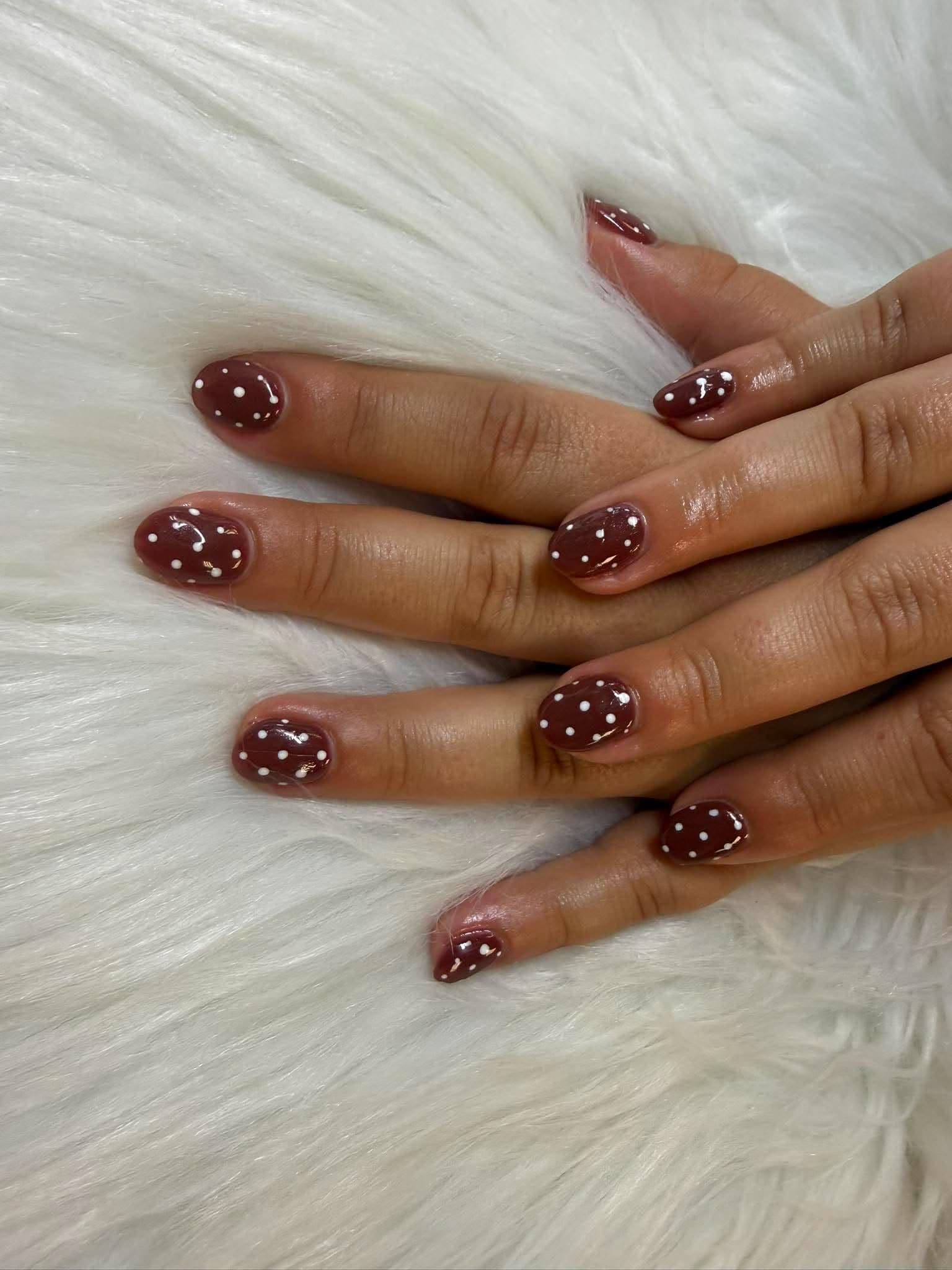 Chocolate Polka Dot Nails 🤎✨