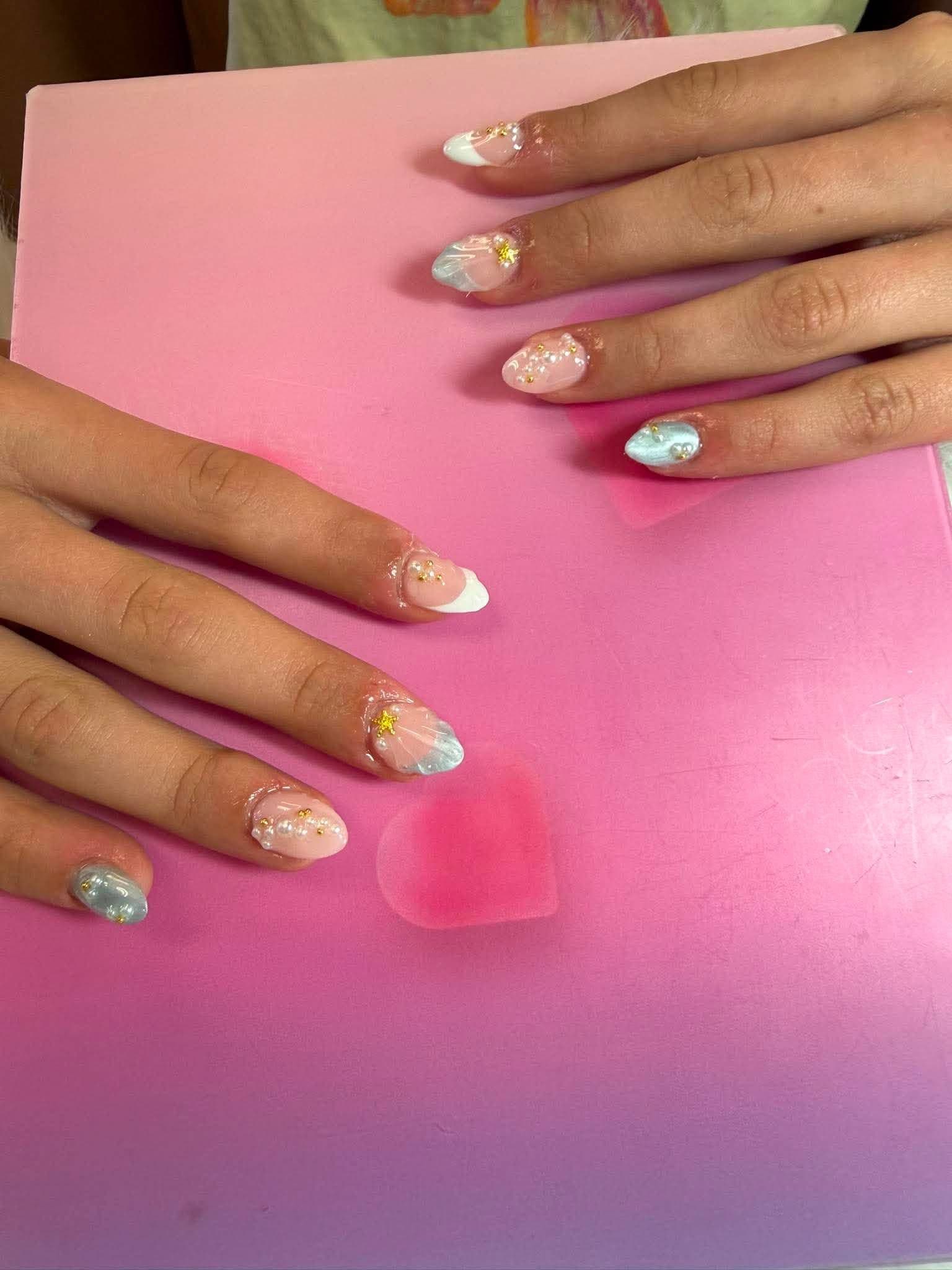 Elegant Ocean Pearl Nails in Albany CA 🐚✨
