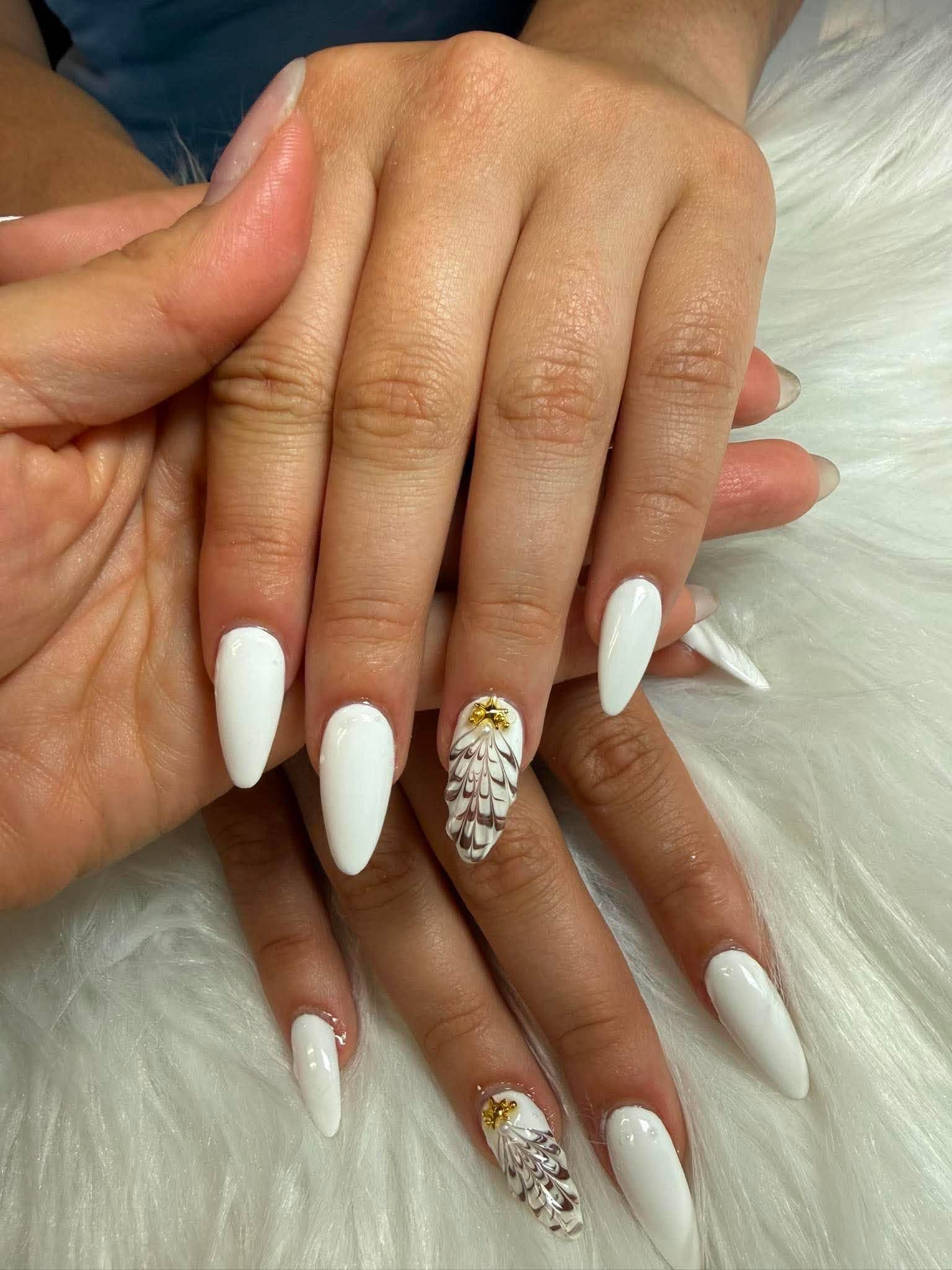 Luxury White Almond Nails 🤍✨