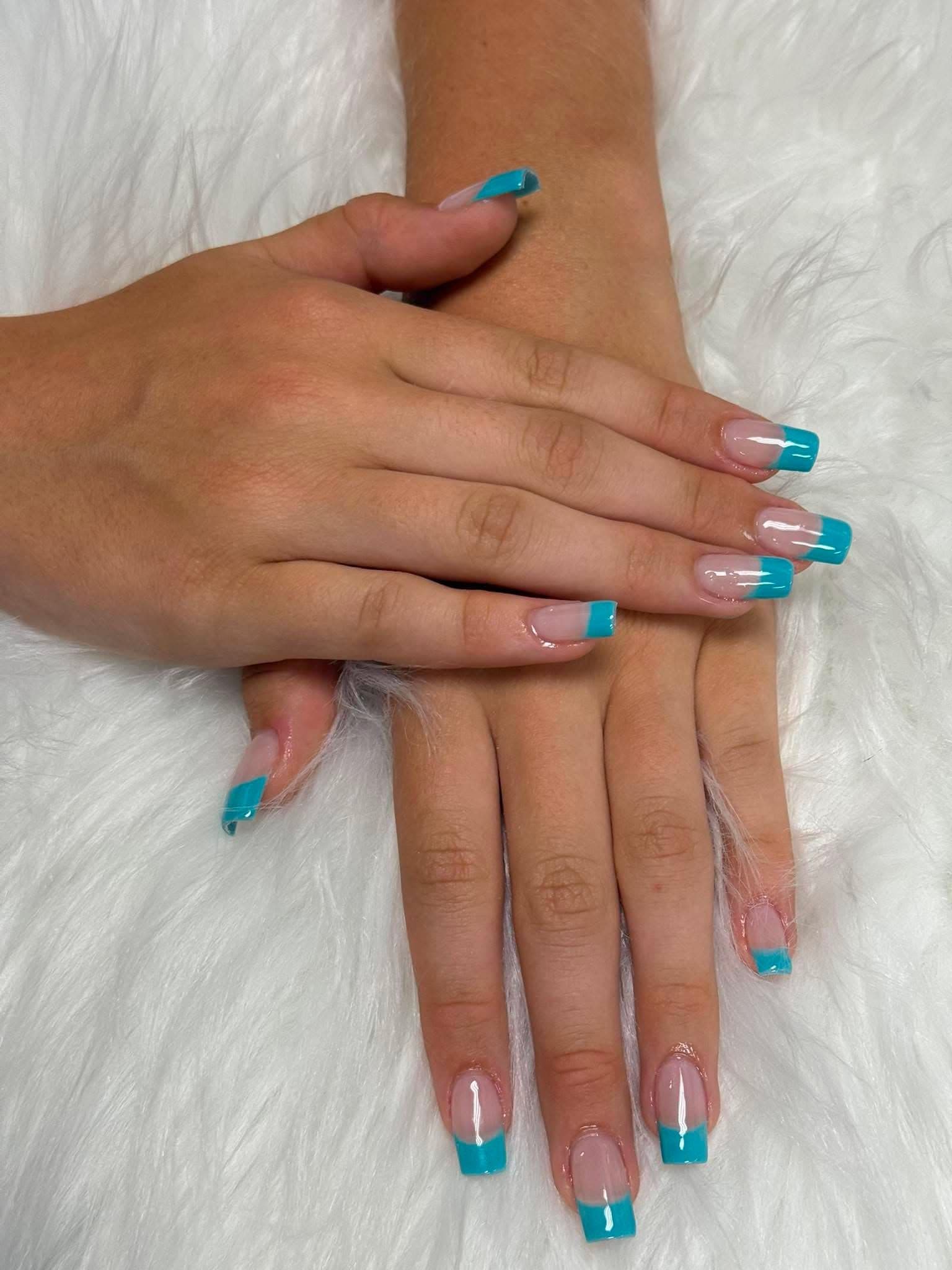 Turquoise French Tips with a Fresh Summer Feel