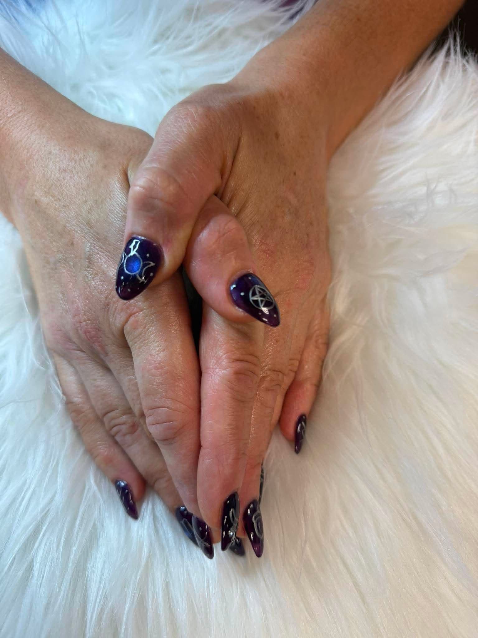 Midnight Navy Celestial Nails | Glossy Albany Nails