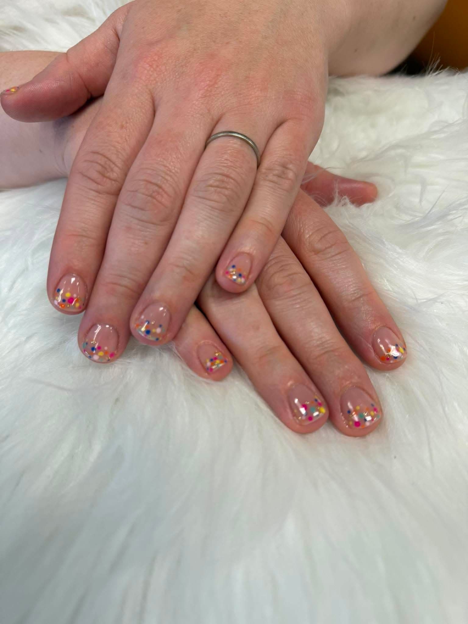 Glossy Confetti Dot Nails | Albany CA Luxury Salon